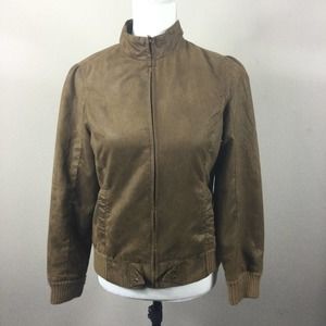 Brown Faux Suede Full Zip Jacket